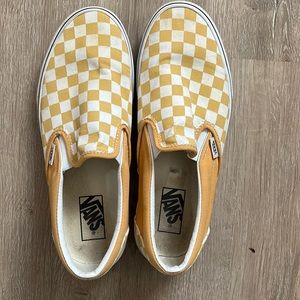 Yellow checkered Vans slip one mens 8.5 womens 10